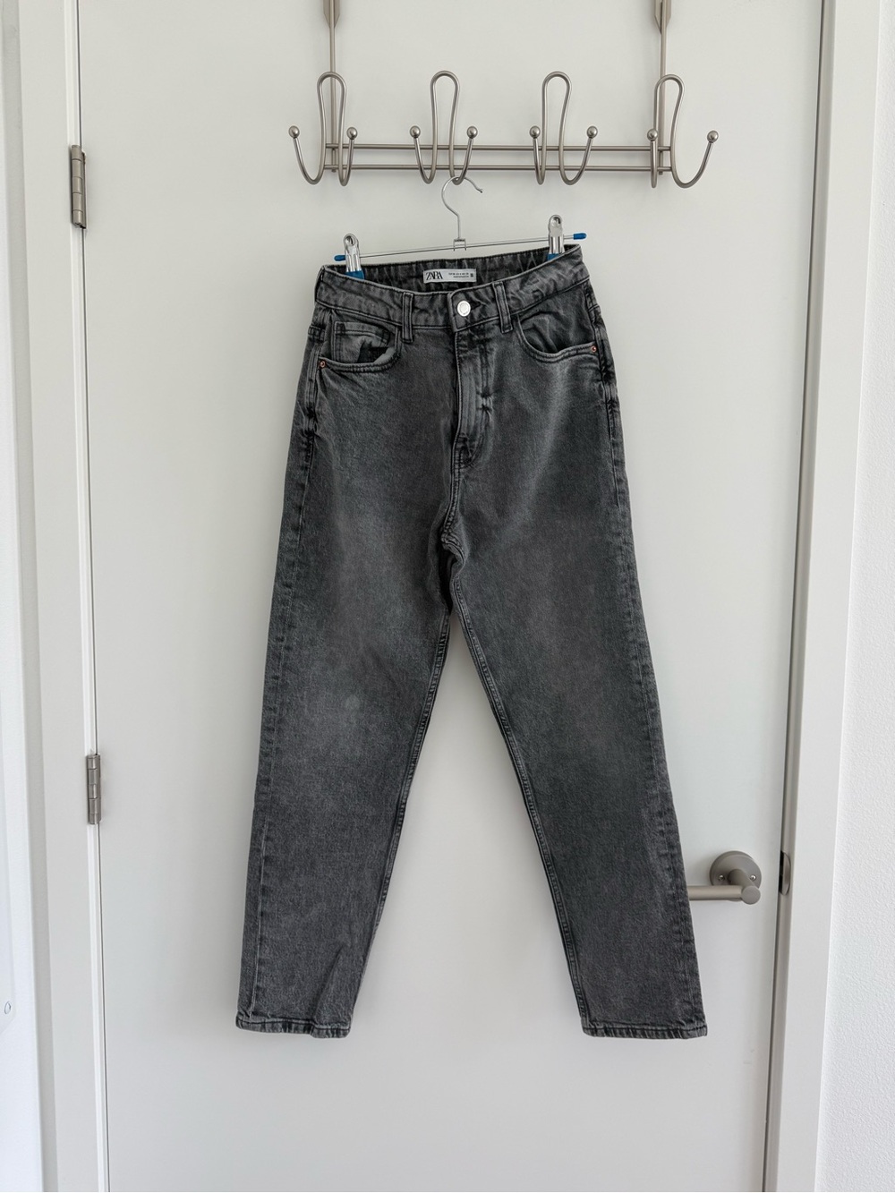 Zara High-Rise Mom Jeans - Washed Gray